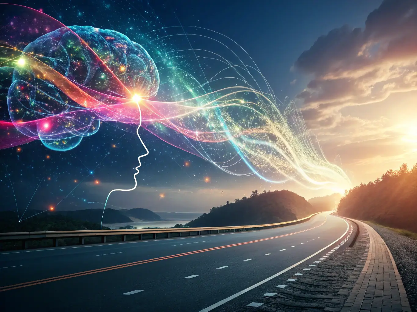 An abstract image of AI algorithms and data analytics visualizations, representing the power of AI in business tools.