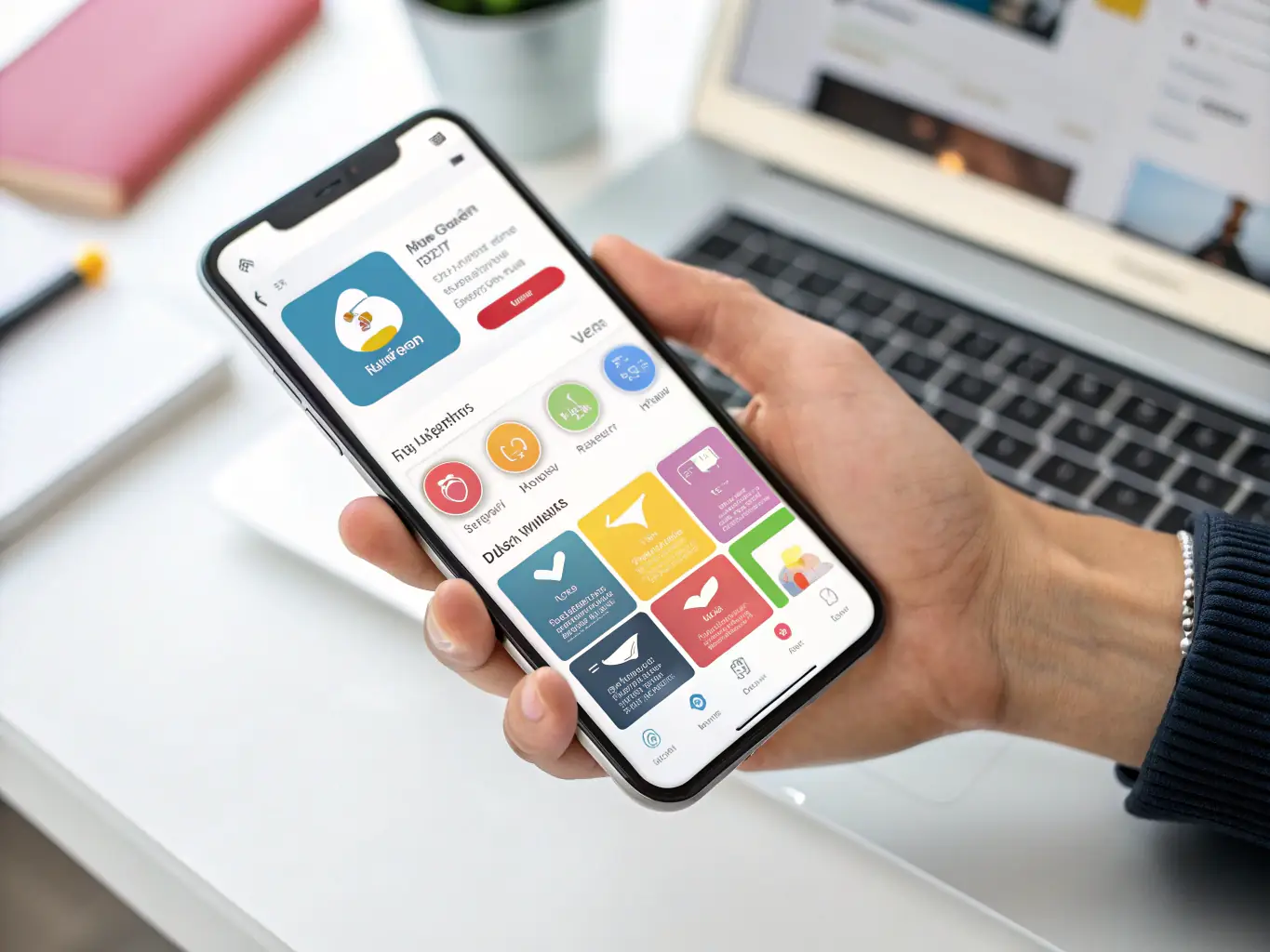 A sleek, modern mobile app interface displayed on various devices, representing RTY.LY's web and mobile app development capabilities.